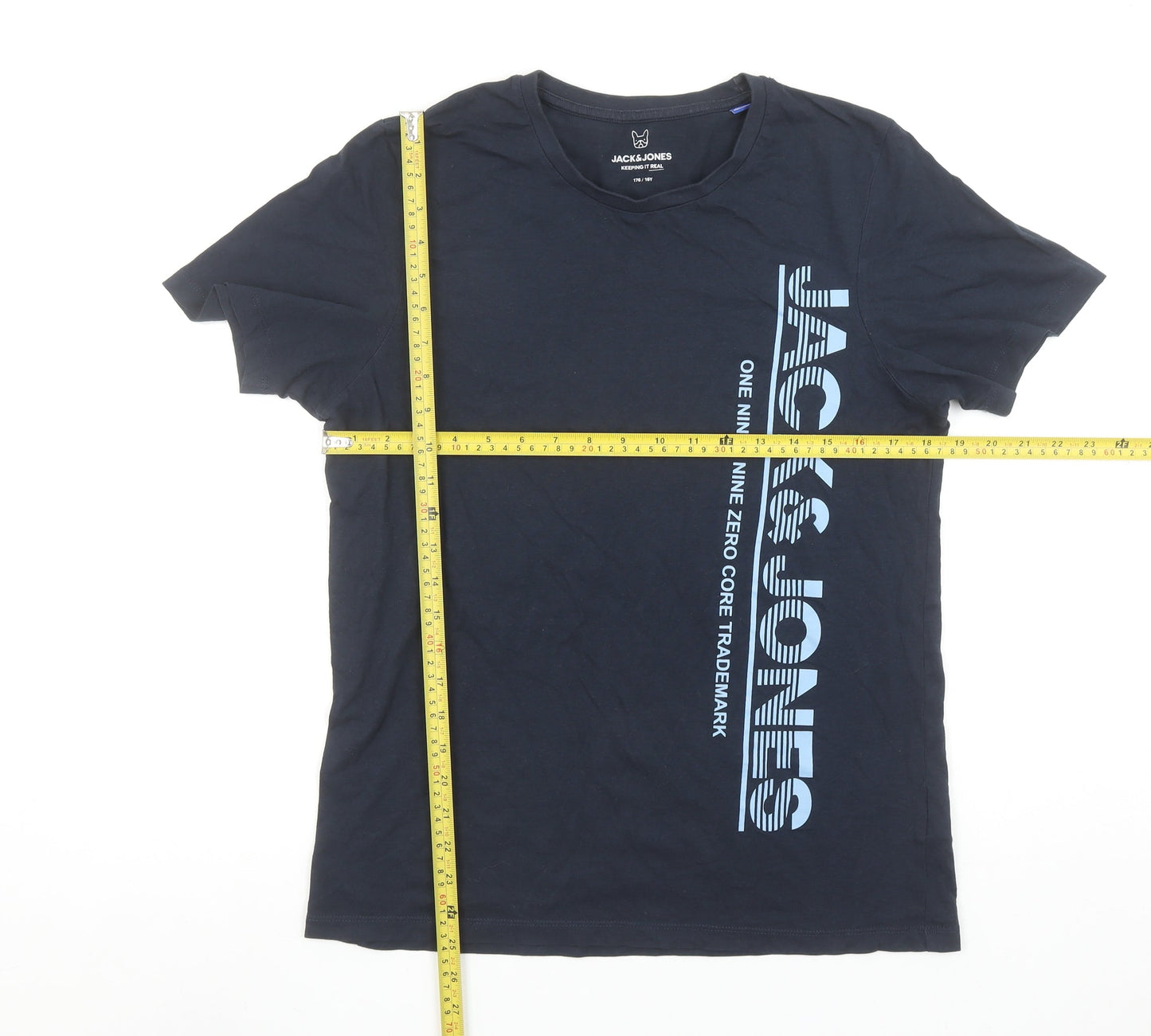 Jack & Jones Boys Blue 16 Years Graphic Print Cotton T-Shirt