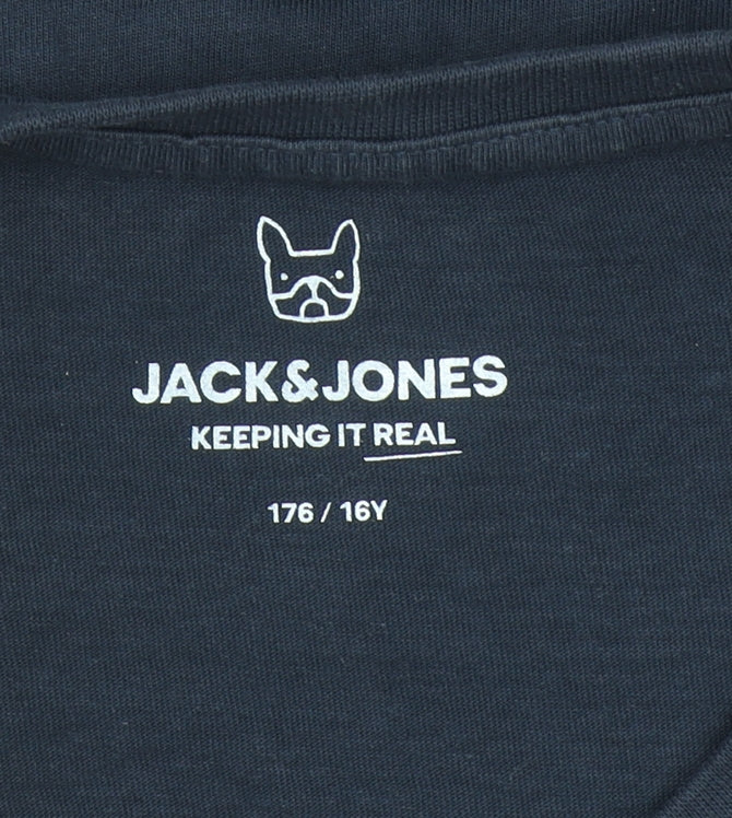 Jack & Jones Boys Blue 16 Years Graphic Print Cotton T-Shirt