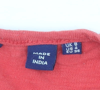 Superdry Women's Red Long Sleeve Cotton Crochet T-Shirt UK 8