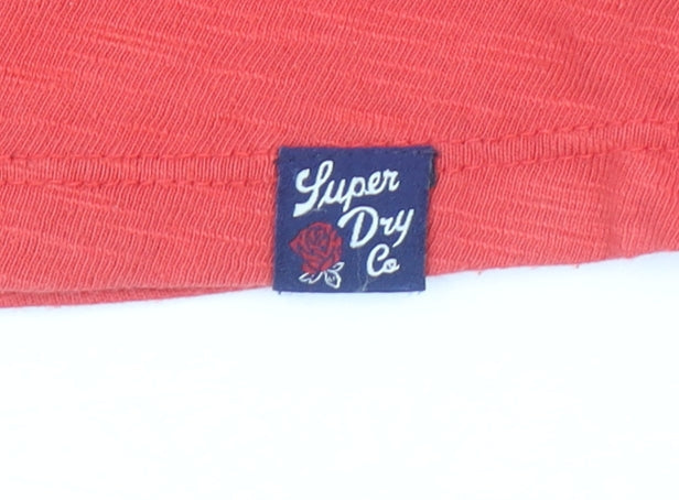 Superdry Women's Red Long Sleeve Cotton Crochet T-Shirt UK 8