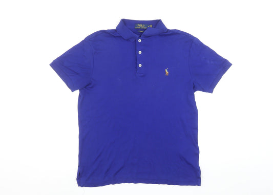 Ralph Lauren Men's Blue Slim Fit Cotton Polo Shirt Size M