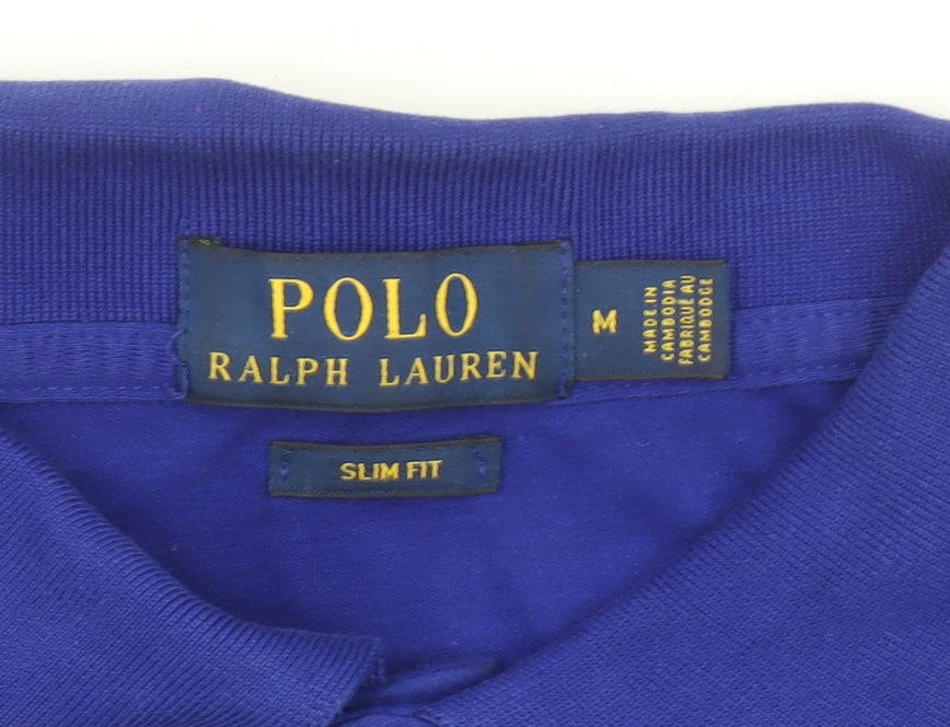 Ralph Lauren Men's Blue Slim Fit Cotton Polo Shirt Size M