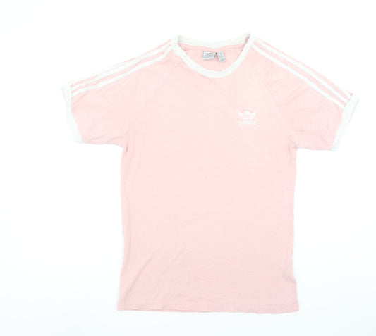 Adidas Womens Pink Short Sleeve Cotton Jersey Sports T-Shirt M