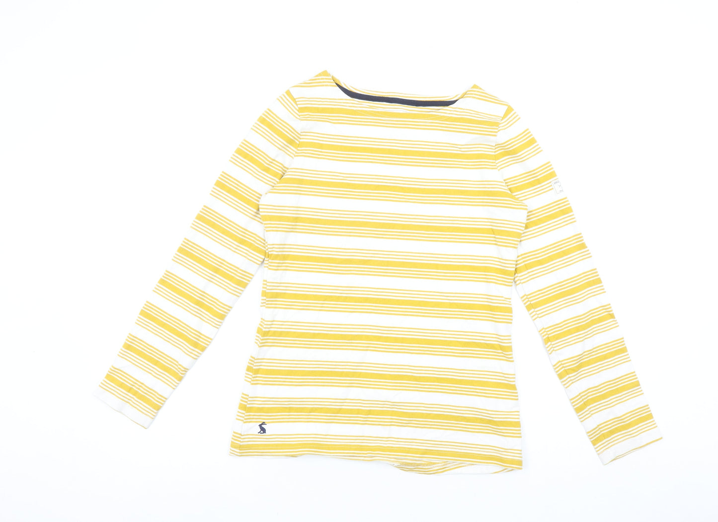Joules Women's Yellow Striped Long Sleeve Cotton T-Shirt UK 8