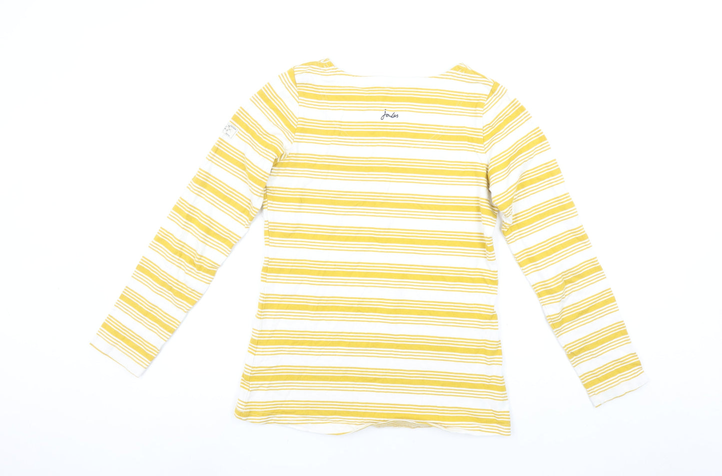 Joules Women's Yellow Striped Long Sleeve Cotton T-Shirt UK 8