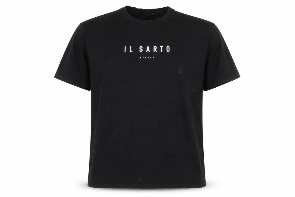 Il Sarto Men's Black Cotton Crew Neck Short Sleeve T-Shirt M