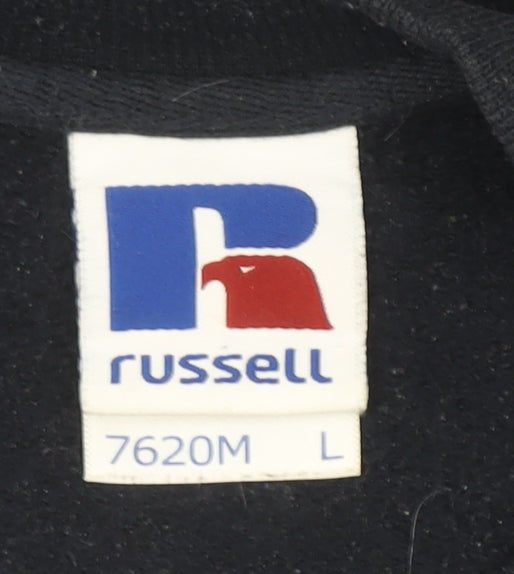 Russell Men's Black L Crew Neck Embroidered Sweatshirt