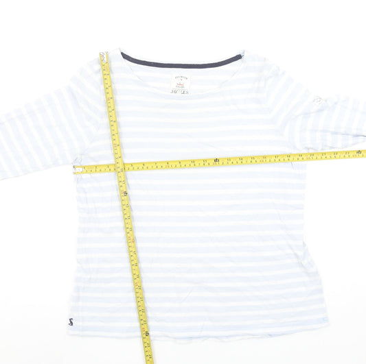 Joules Women's Blue Striped Boat Neck 3/4 Sleeve Cotton T-Shirt Size 16