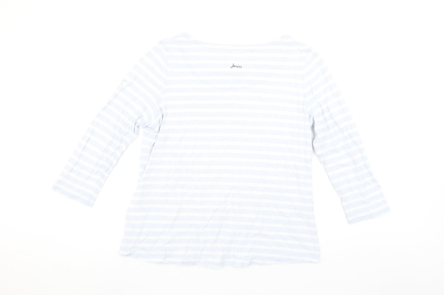 Joules Women's Blue Striped Boat Neck 3/4 Sleeve Cotton T-Shirt Size 16