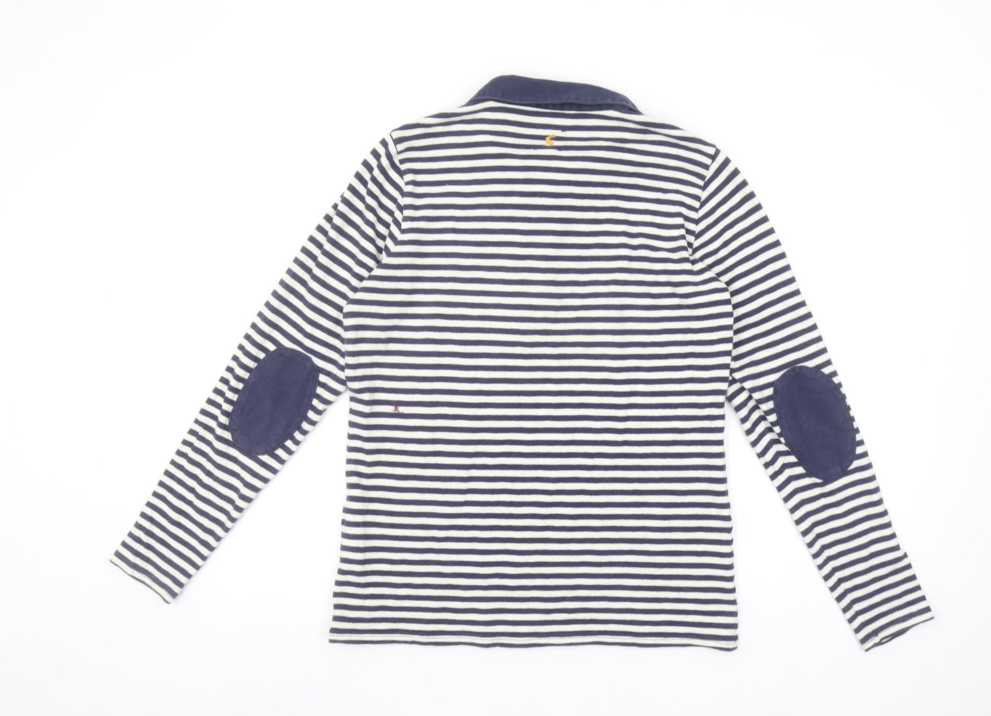 Joules Women’s Blue Striped Long Sleeve Cotton Polo Shirt UK 14