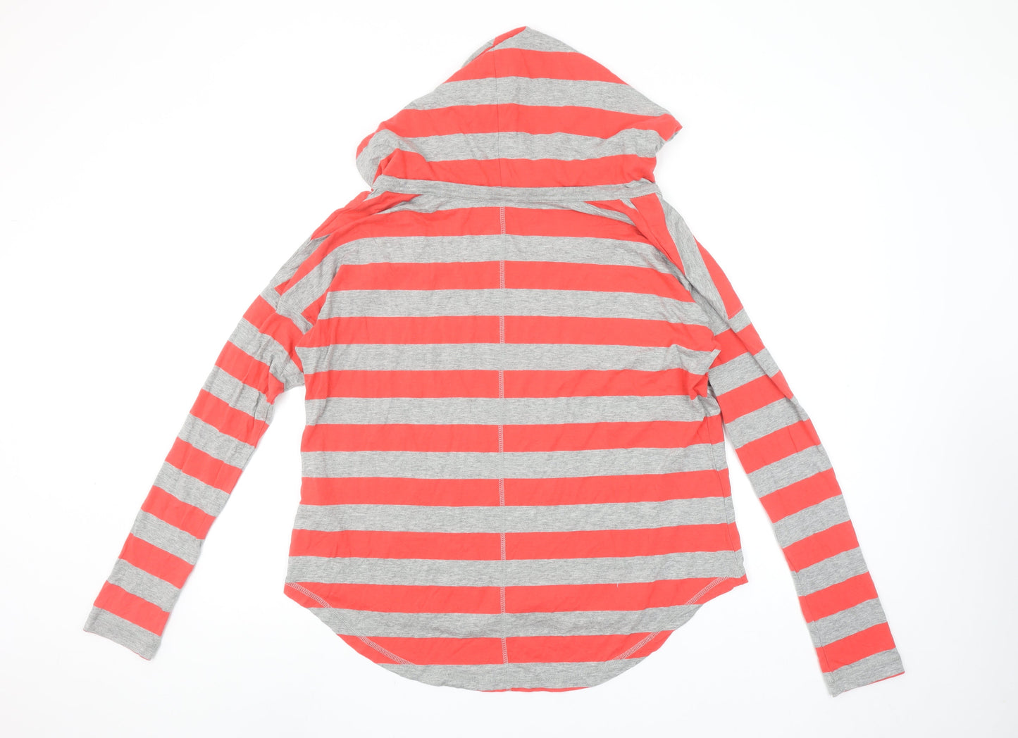 Nike Women’s Grey & Coral Stripe Hooded Pullover Hoodie Size L