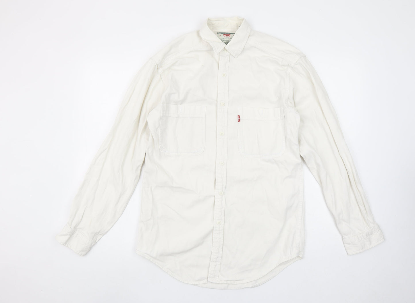 Levi's Men's White Long Sleeve Cotton Button-Up Shirt Size S