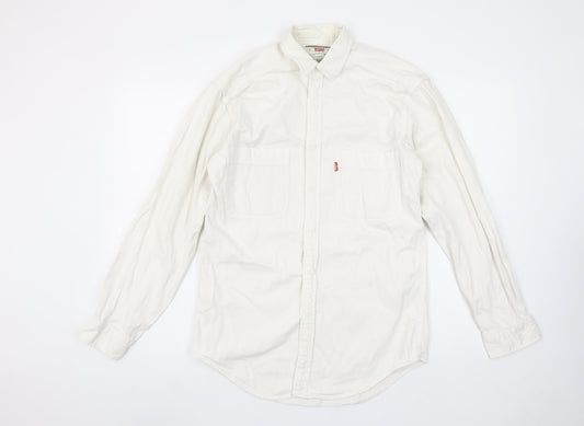 Levi's Men's White Long Sleeve Cotton Button-Up Shirt Size S