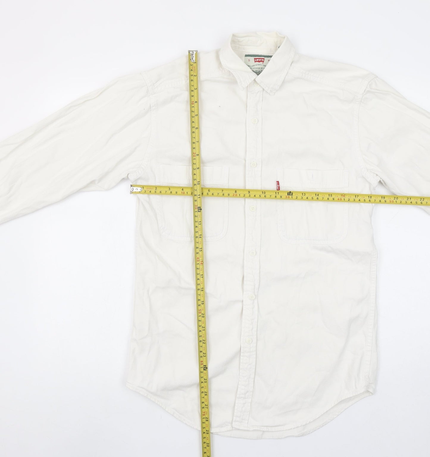 Levi's Men's White Long Sleeve Cotton Button-Up Shirt Size S