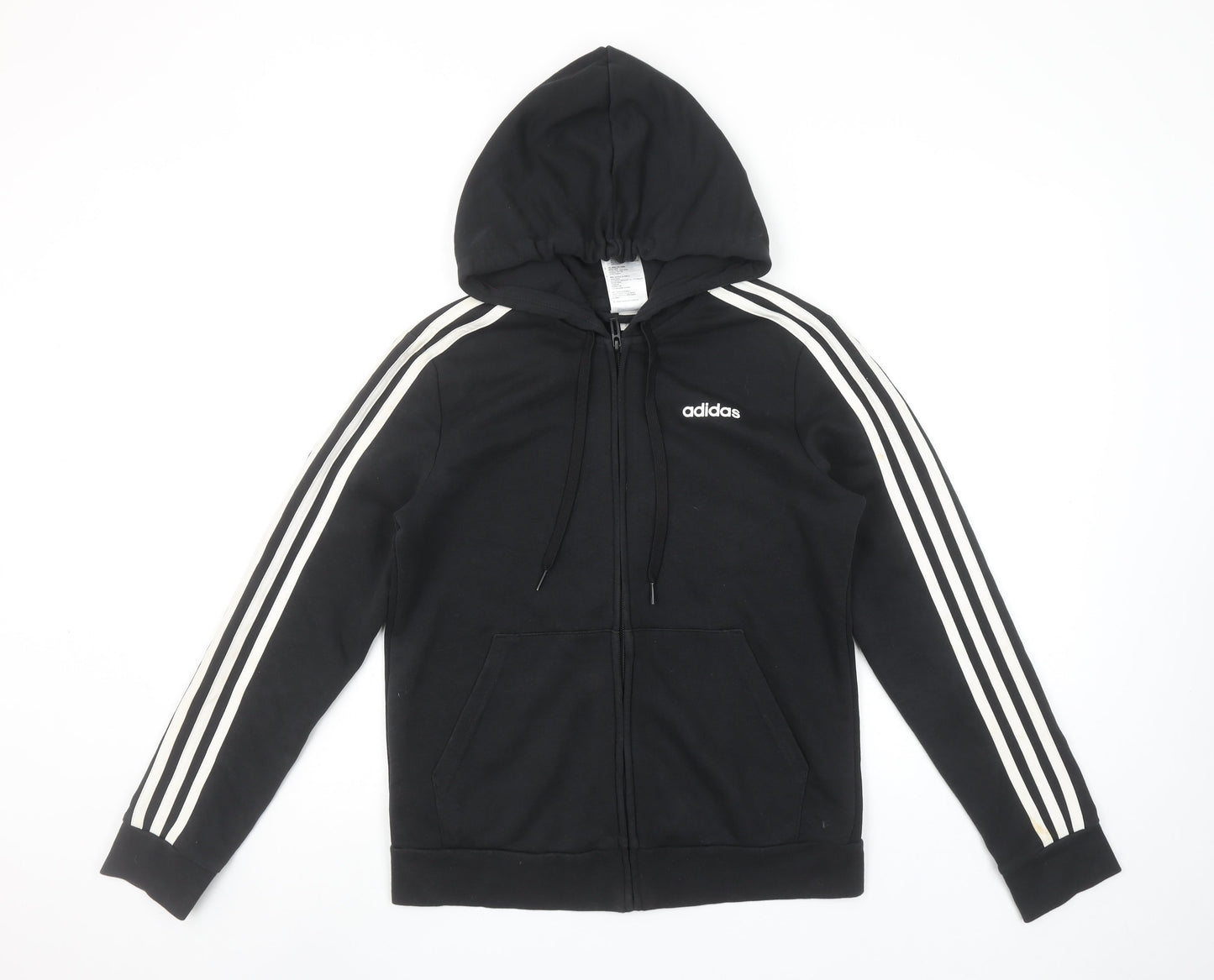 Adidas Womens Black Full Zip Hoodie Size M 12-14 Hooded Sweatshirt