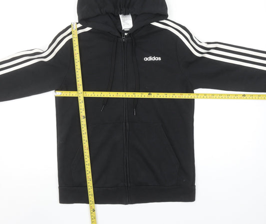 Adidas Womens Black Full Zip Hoodie Size M 12-14 Hooded Sweatshirt