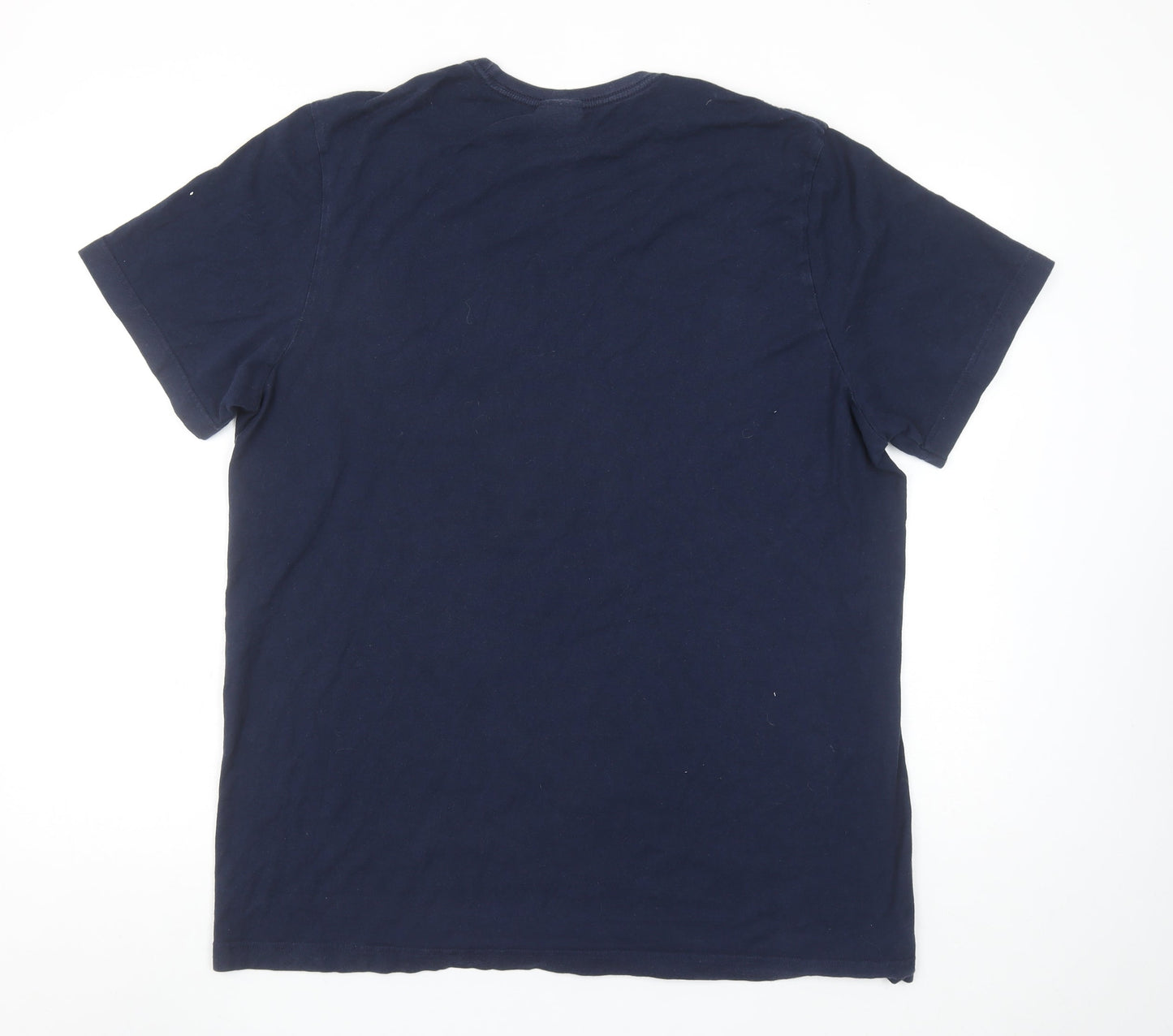 Adidas Men's Blue Large Cotton Crew Neck Sports T-Shirt