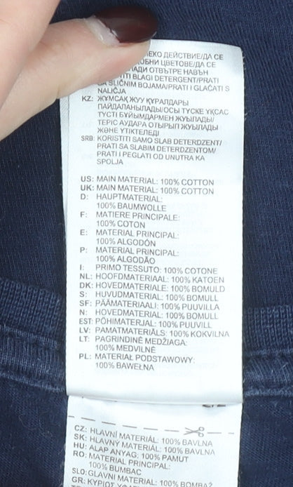 Adidas Men's Blue Large Cotton Crew Neck Sports T-Shirt