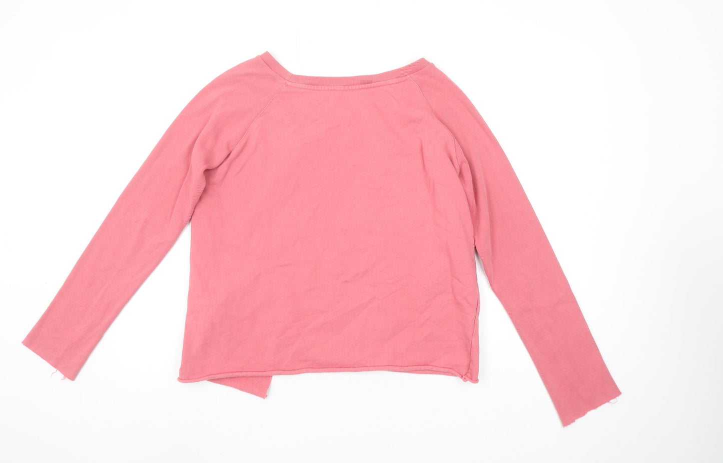 AllSaints Women Pink Pullover Sweatshirt Medium 100% Cotton Asymmetric Hem