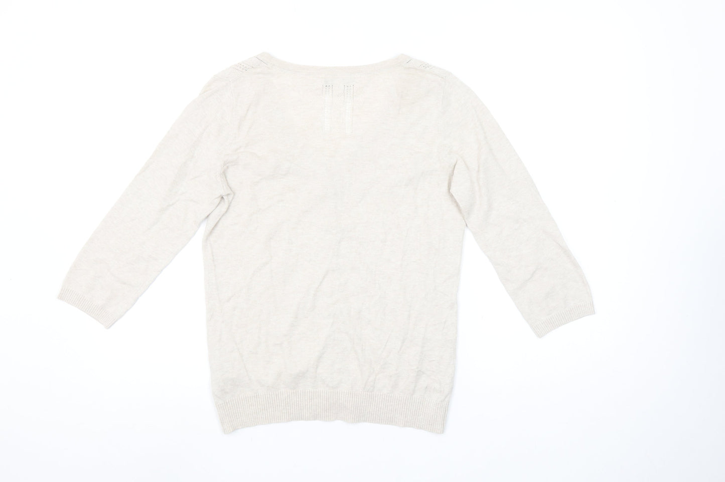 Fat Face Womens Beige Cotton V-Neck Button Cardigan Size 10