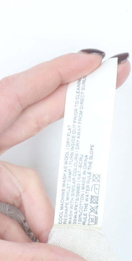 Fat Face Womens Beige Cotton V-Neck Button Cardigan Size 10