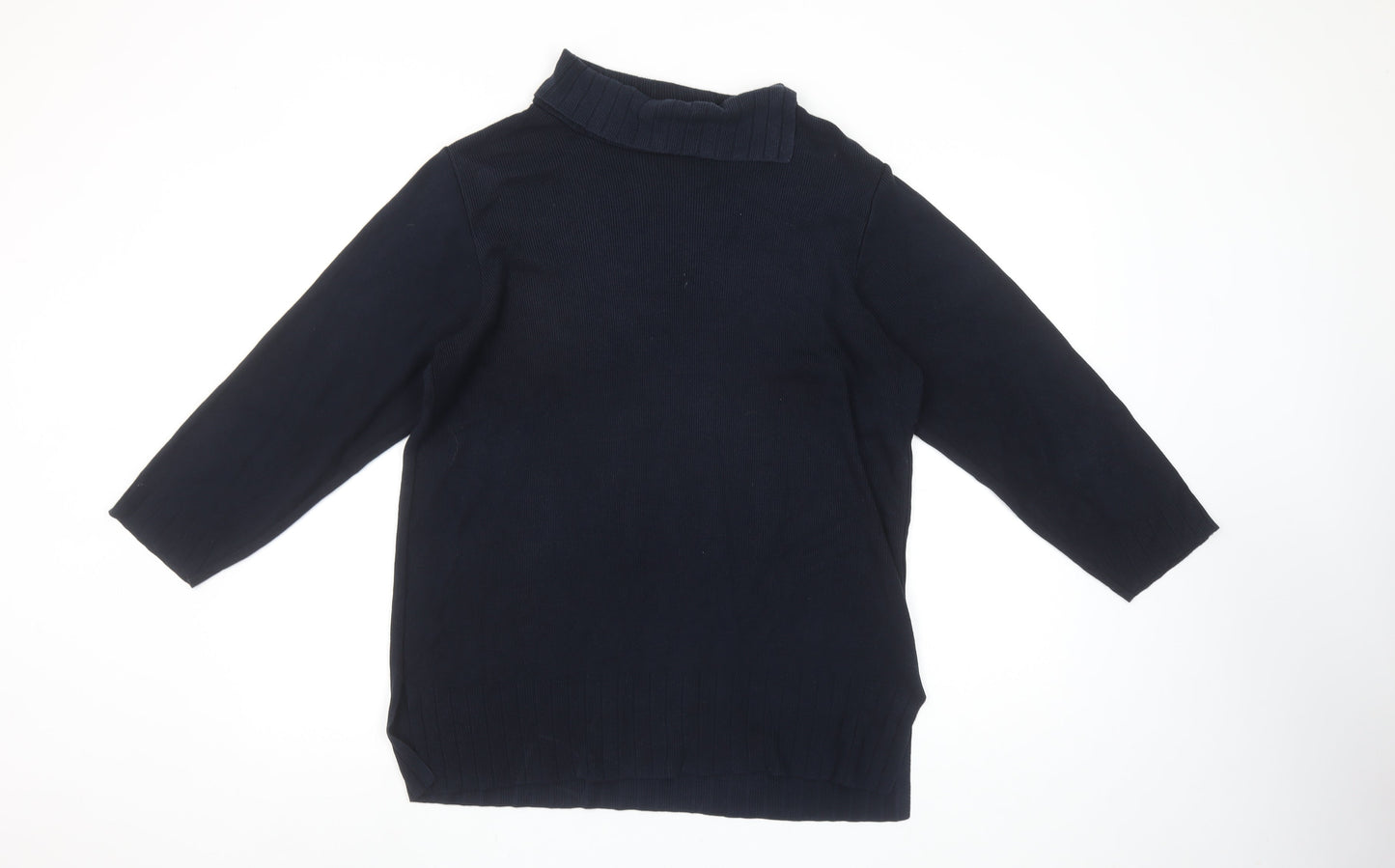 Marks & Spencer Women’s Blue Roll Neck Cotton Jumper Size 12