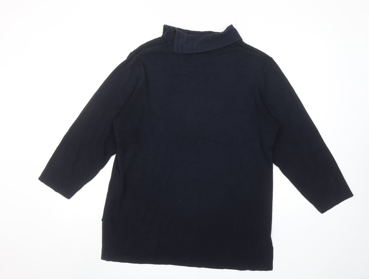 Marks & Spencer Women’s Blue Roll Neck Cotton Jumper Size 12