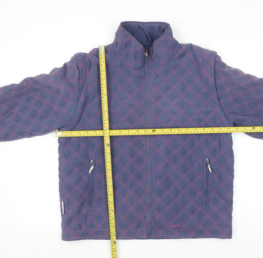 Joules Women’s Blue Quilted Jacket Size L Casual Zip Lightweight Outerwear
