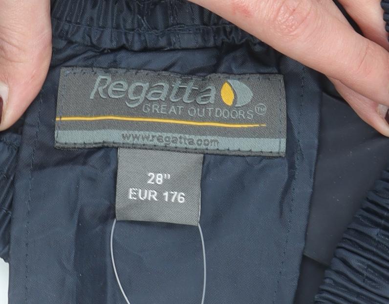 Regatta Mens Blue Waterproof Rain Trousers Size S 28in Elasticated Waist