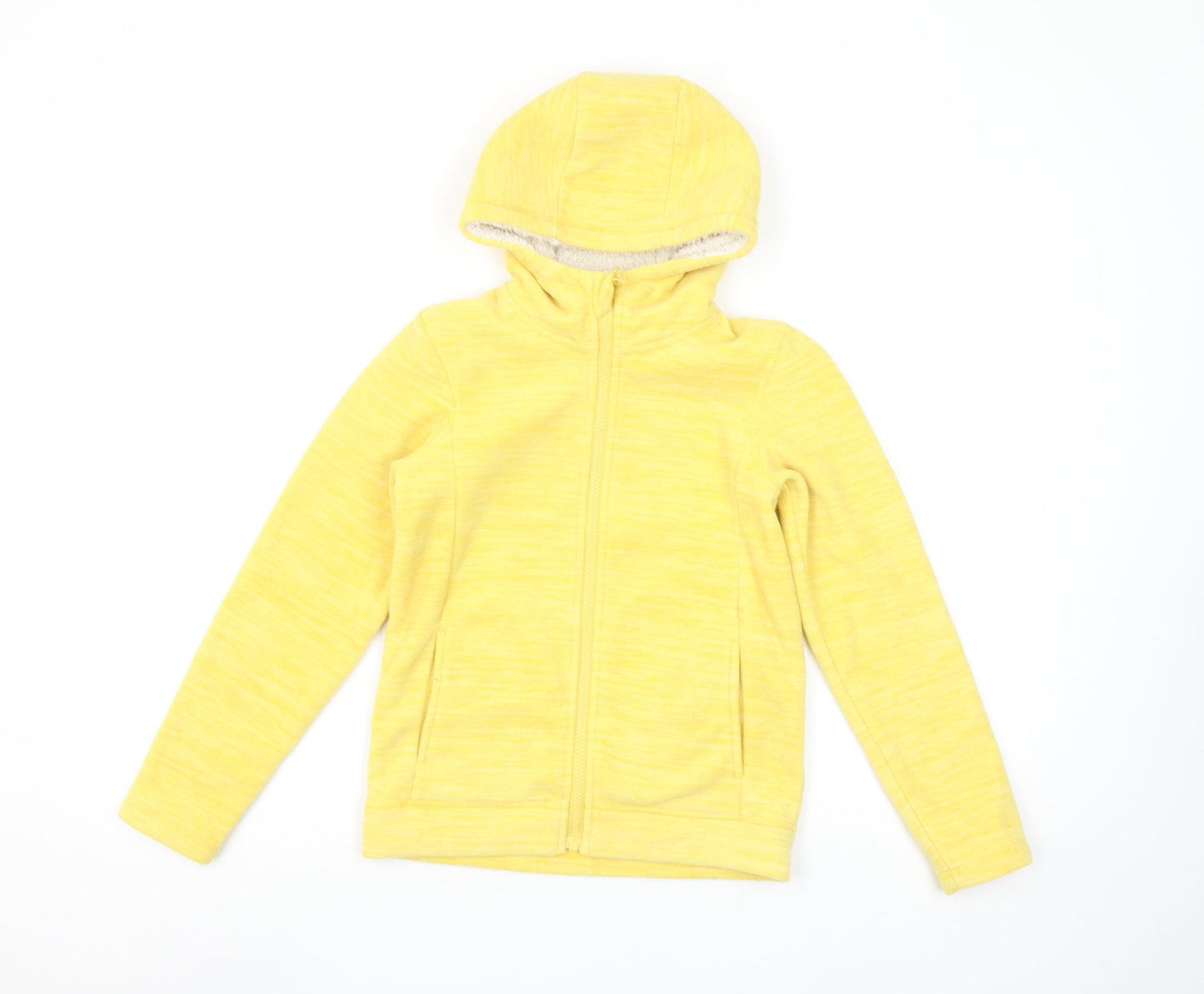 Mountain Warehouse Girls Yellow Hooded Fleece Jacket 9-10 Years Full Zip