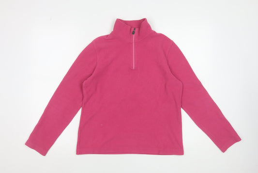Conte of Florence Women's Pink Fleece 1/2 Zip Pullover Sweatshirt L