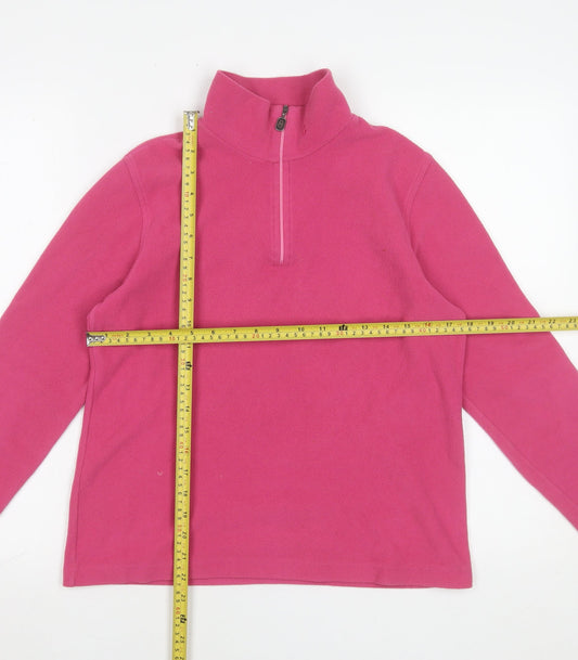 Conte of Florence Women's Pink Fleece 1/2 Zip Pullover Sweatshirt L