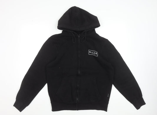 NICCE Men's Black Full Zip Hoodie M Fleece Cotton Blend