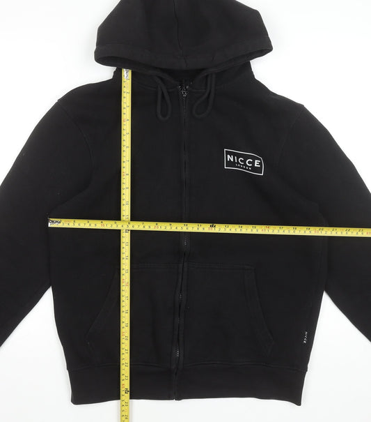 NICCE Men's Black Full Zip Hoodie M Fleece Cotton Blend