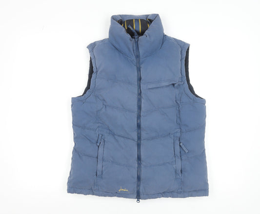 Joules Women Blue Puffer Waistcoat Size 12 Cotton Blend Gilet