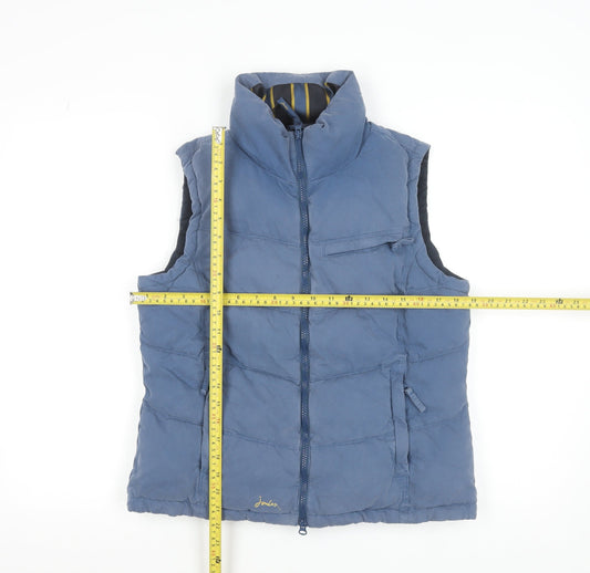Joules Women Blue Puffer Waistcoat Size 12 Cotton Blend Gilet