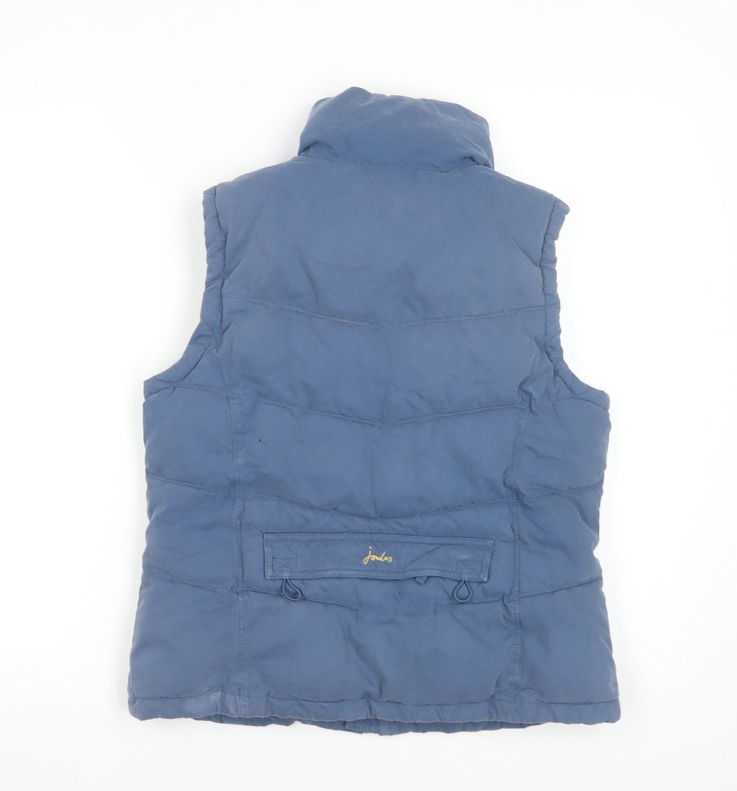 Joules Women Blue Puffer Waistcoat Size 12 Cotton Blend Gilet