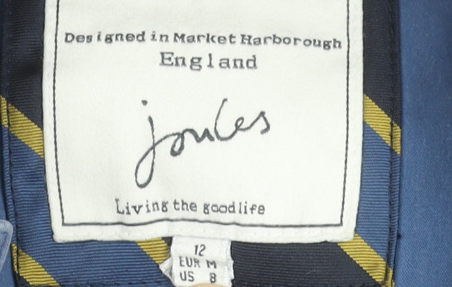 Joules Women Blue Puffer Waistcoat Size 12 Cotton Blend Gilet