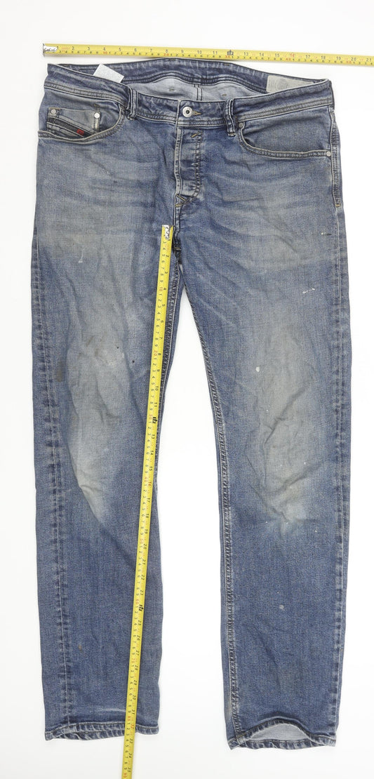 Diesel Men’s Blue Straight Leg Denim Jeans Size 36 Regular Fit