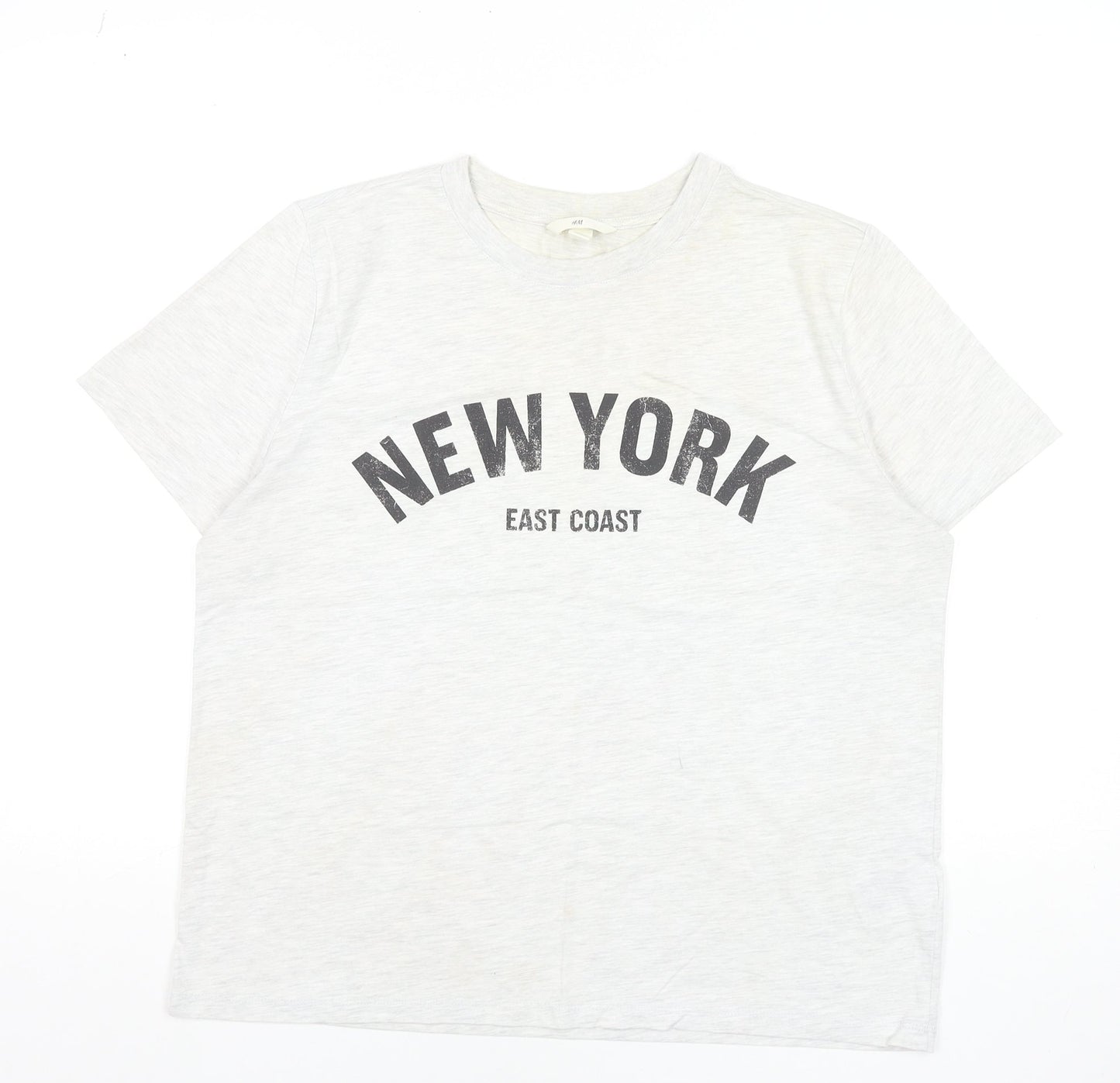 H&M Women's White 'New York East Coast' Basic T-Shirt Size L