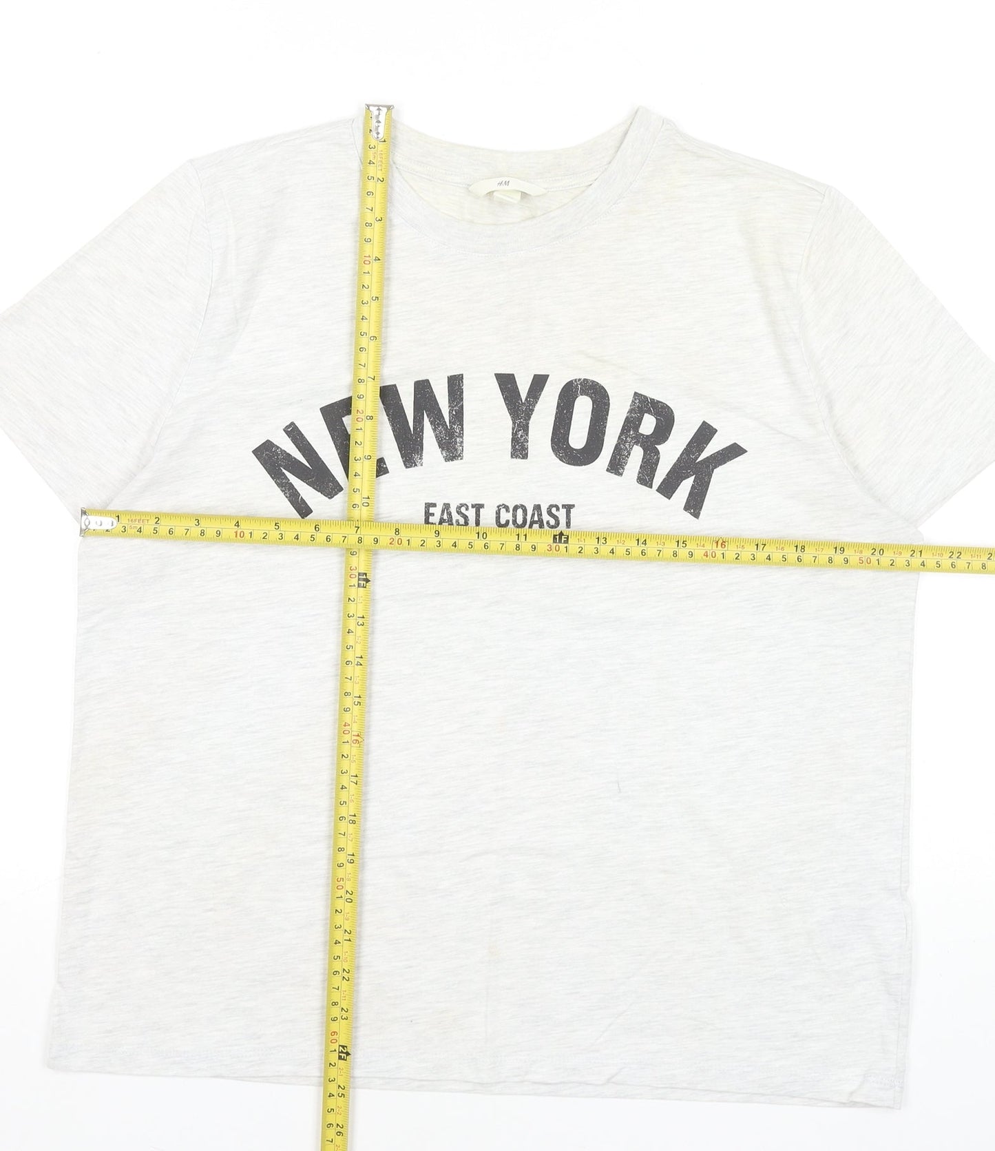 H&M Women's White 'New York East Coast' Basic T-Shirt Size L