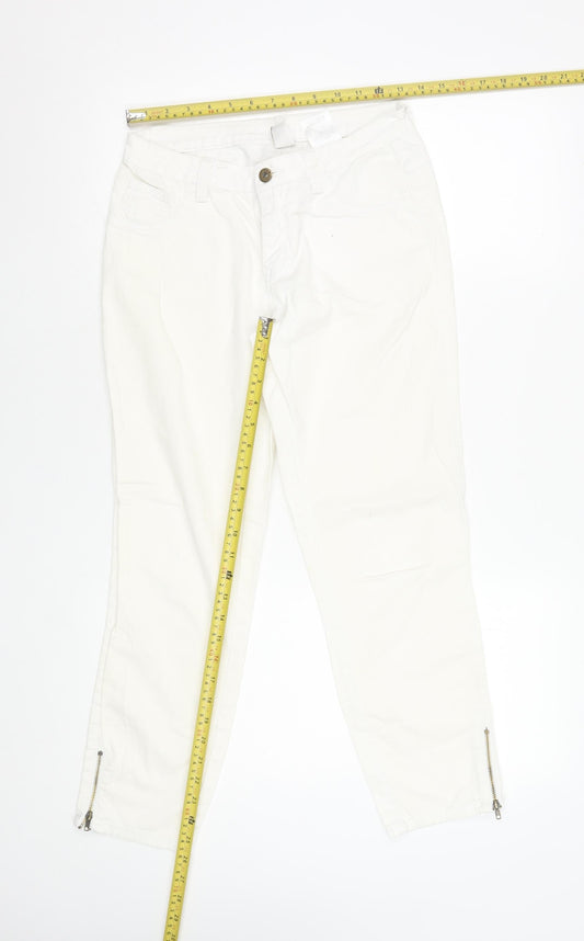Vila Women White Slim Ankle Zip Jeans Size M