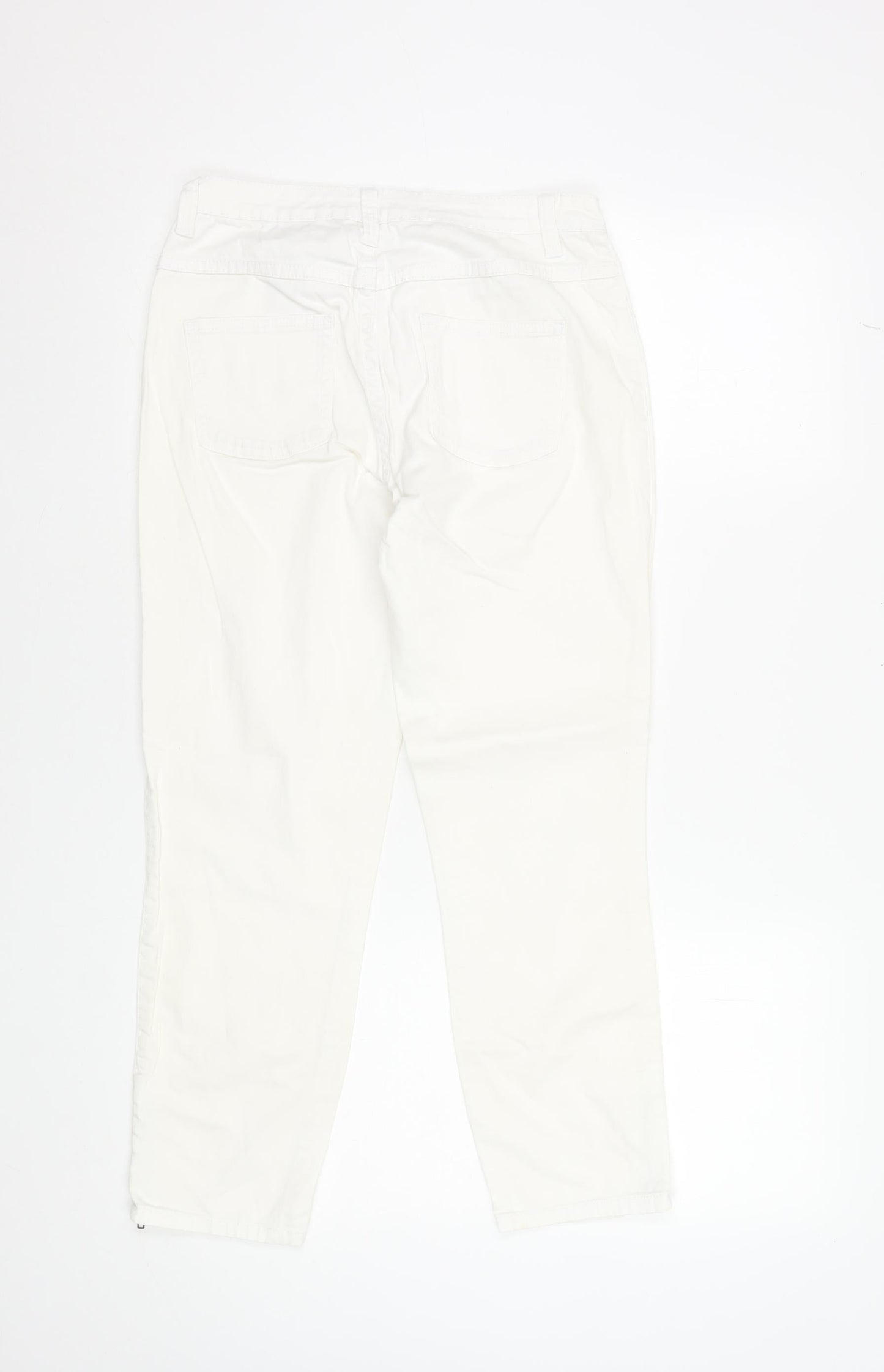 Vila Women White Slim Ankle Zip Jeans Size M