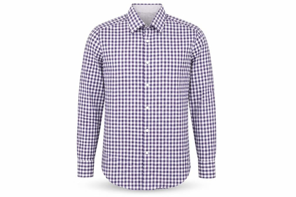 Jeff Banks Men’s Purple Check Tailored Fit Cotton Dress Shirt 15.5in