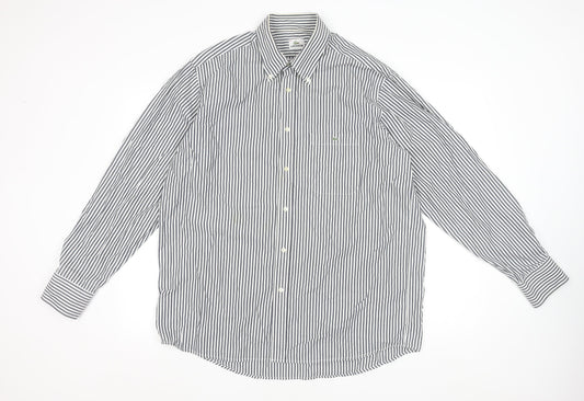 Lacoste Men's Blue Striped Button-Down Cotton Formal Shirt XL