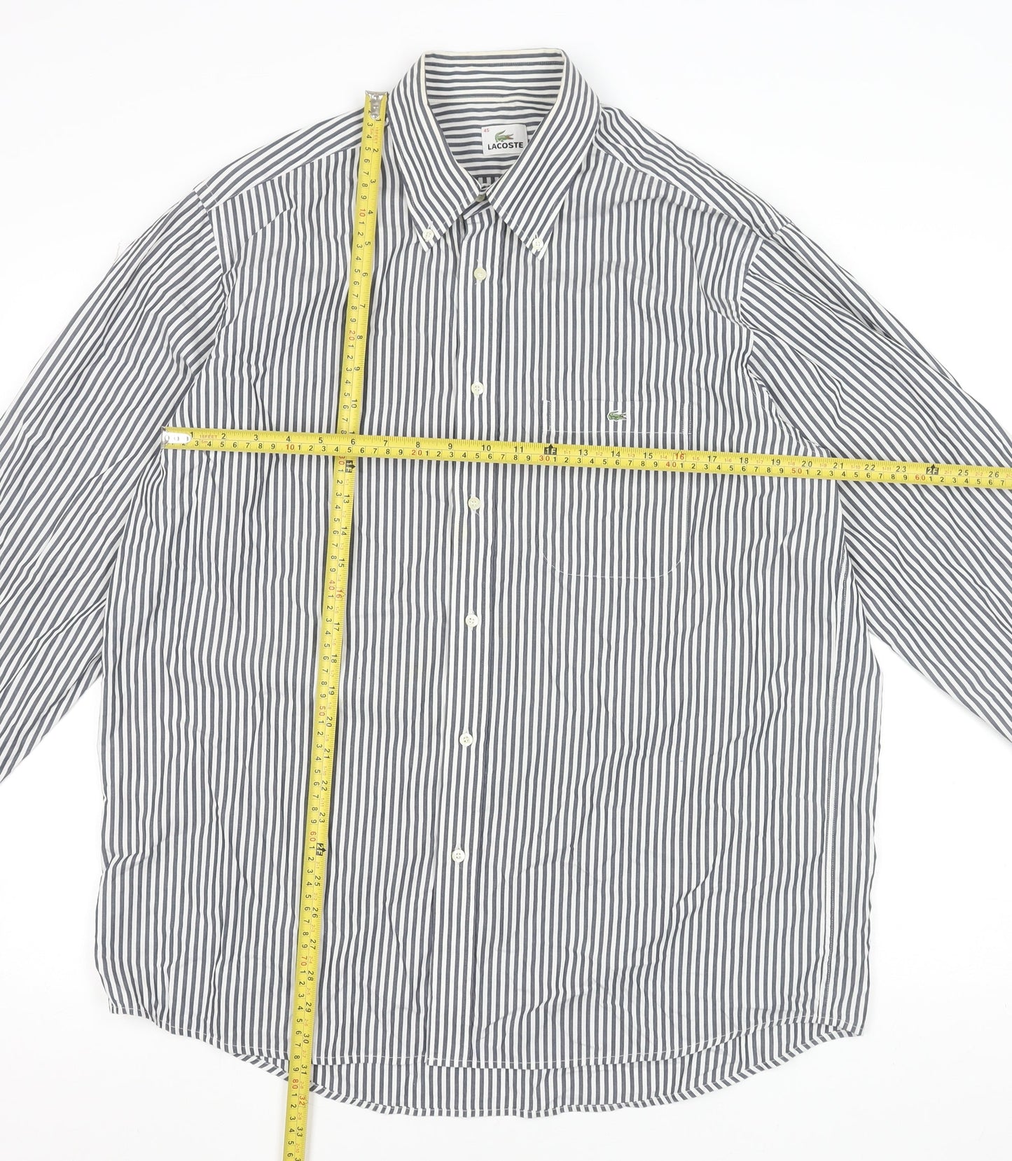 Lacoste Men's Blue Striped Button-Down Cotton Formal Shirt XL