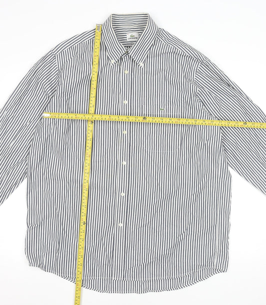 Lacoste Men's Blue Striped Button-Down Cotton Formal Shirt XL