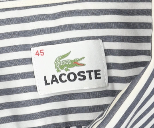 Lacoste Men's Blue Striped Button-Down Cotton Formal Shirt XL