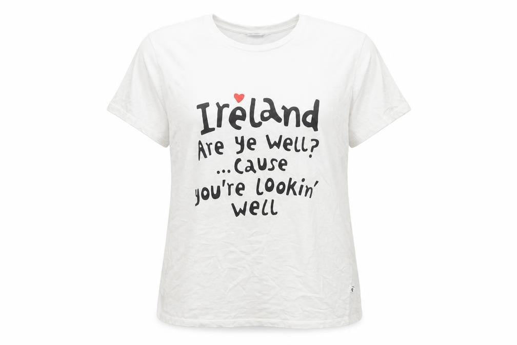 Designed Within Denmark Women's White Funny Ireland T-Shirt L