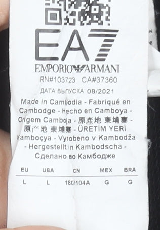 Emporio Armani EA7 Men's Black Pullover Hoodie L Logo Designer Sweatshirt